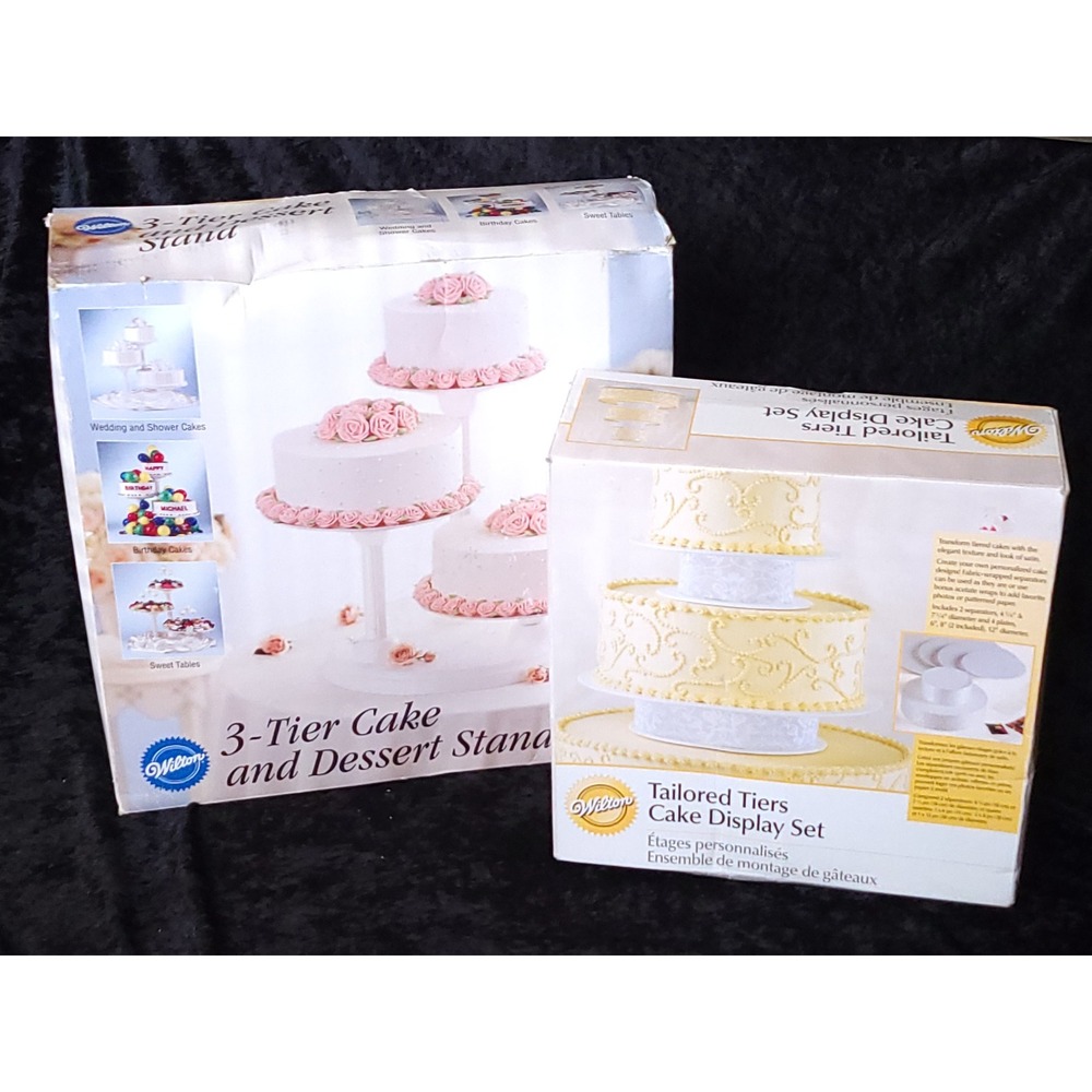 Wilton Lot 3-Tier Cake Dessert Stand 304-8275 & Tailored Tiers Display 301-910